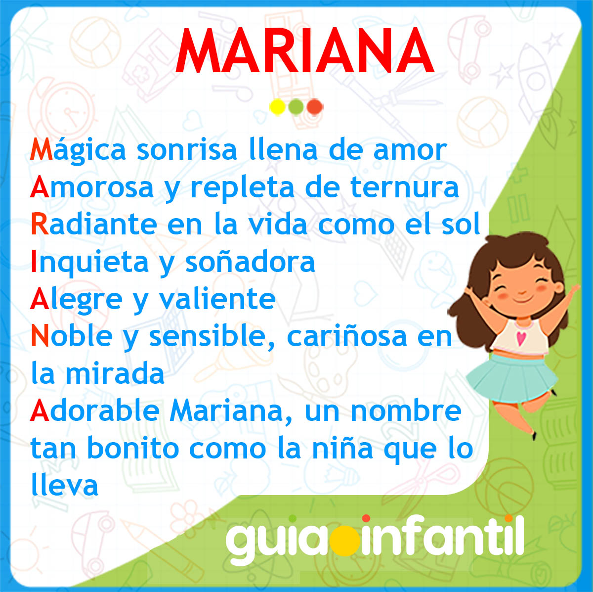 El nombre de Mariana Bebé con cinta blanca