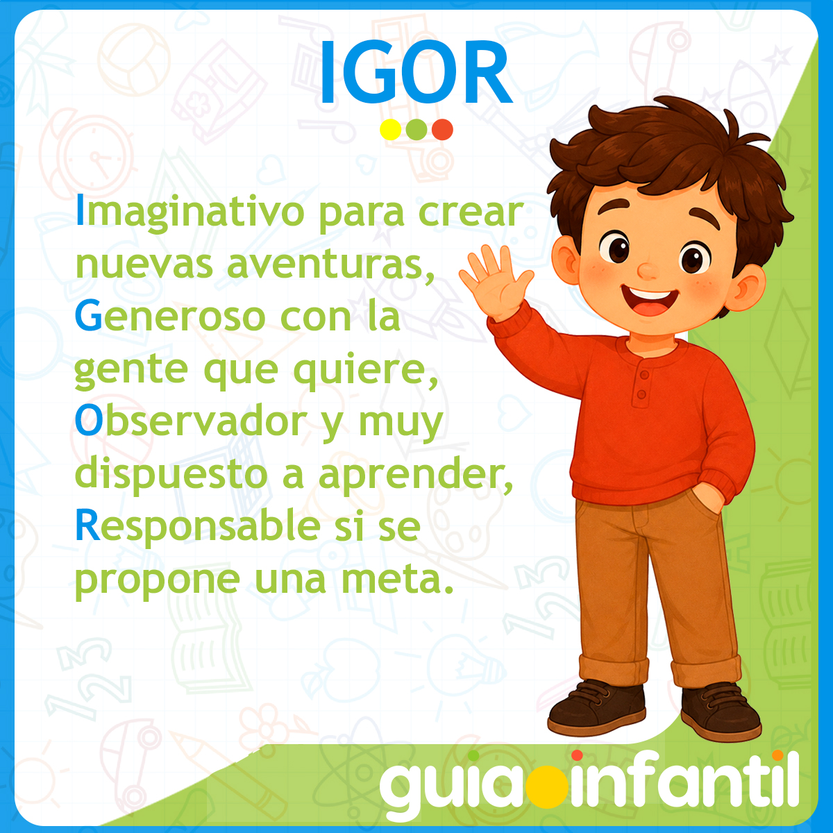 Acróstico del nombre Igor para niños