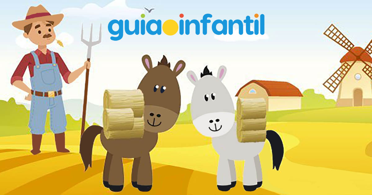 cuento corto para niños. El caballo y el asno