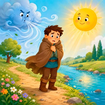 El Viento del Norte y el Sol - Fábula de Esopo corta para niños