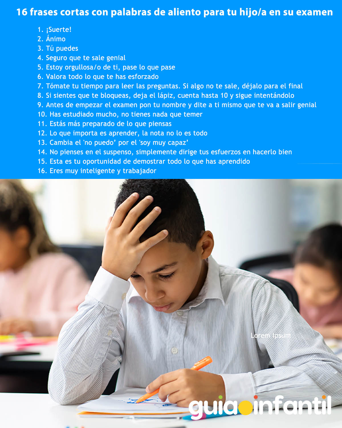 frases para motivar a los niños en el examen