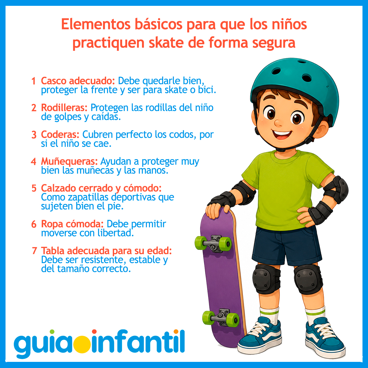 Elementos para la práctica de skate para niños