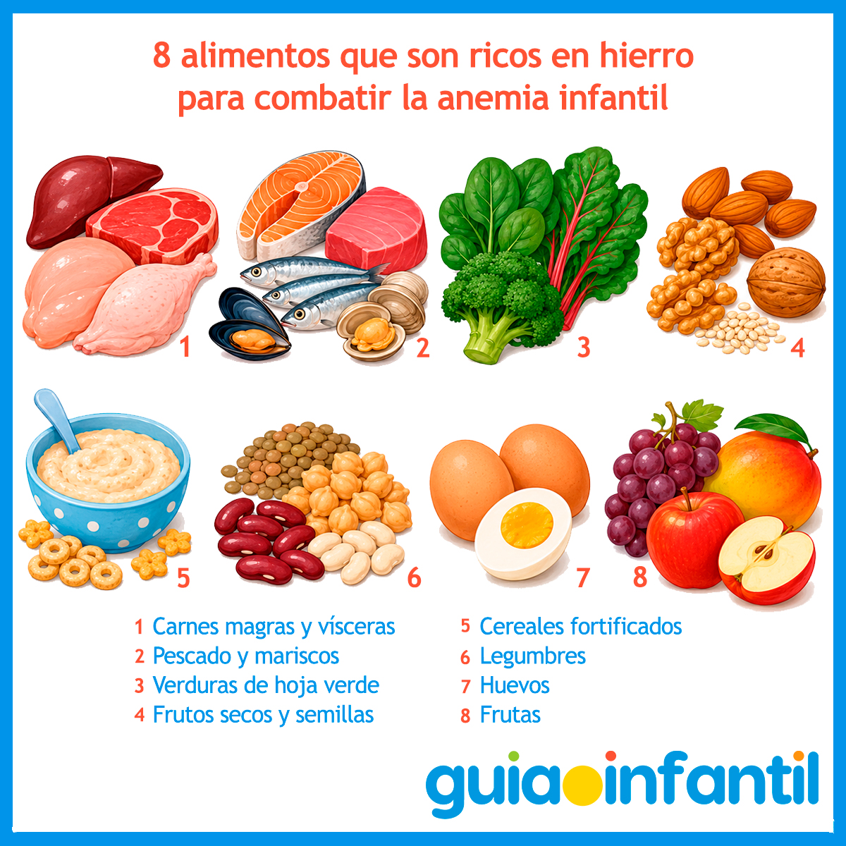 Alimentos ricos en hierro para niños
