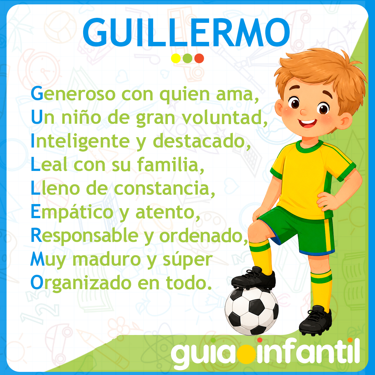 Acróstico del nombre Guillermo para niños