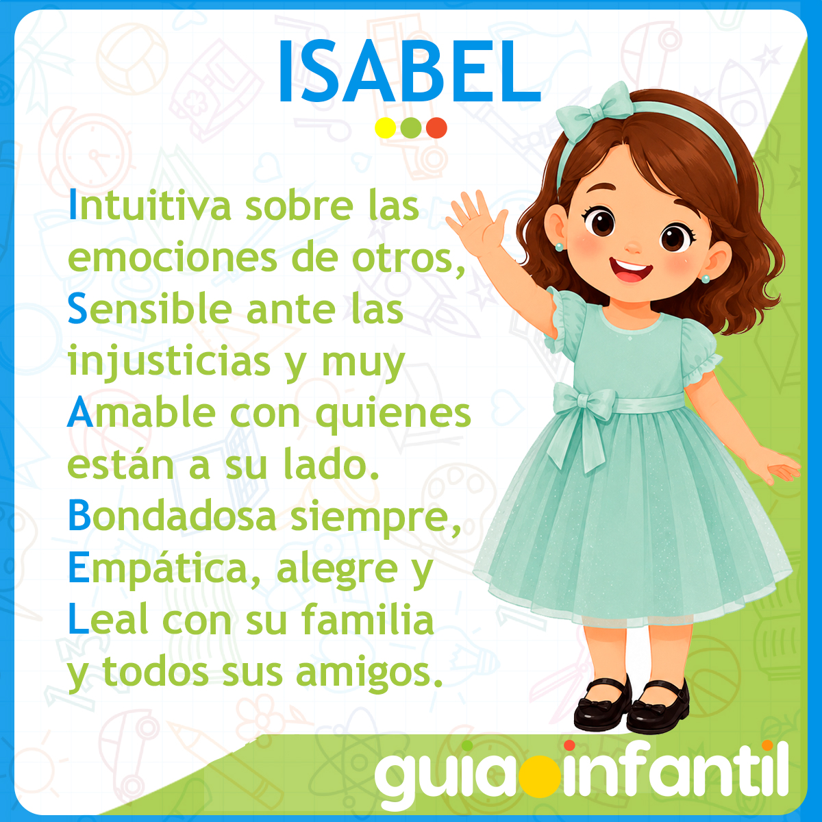 Acróstico del nombre Isabel para niñas