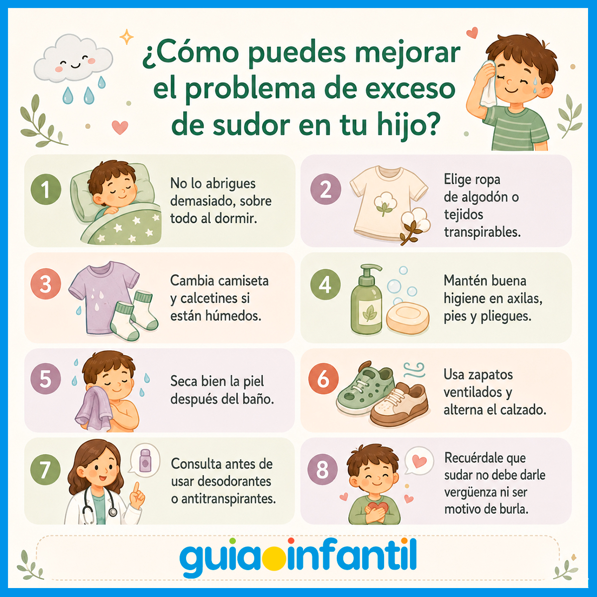 Cómo mejorar el problema de la hiperhidrosis en niños