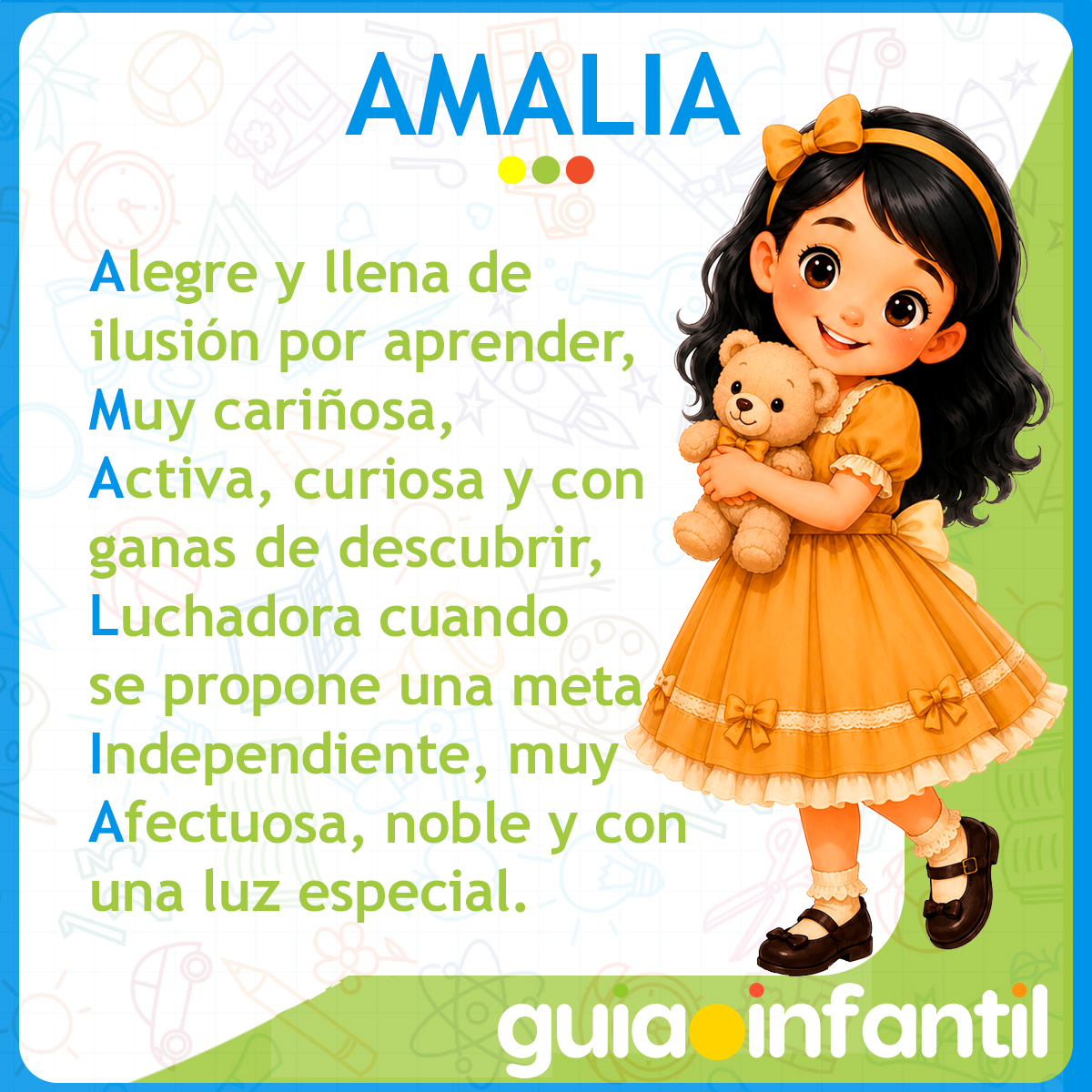 Acróstico del nombre Amalia para niñas