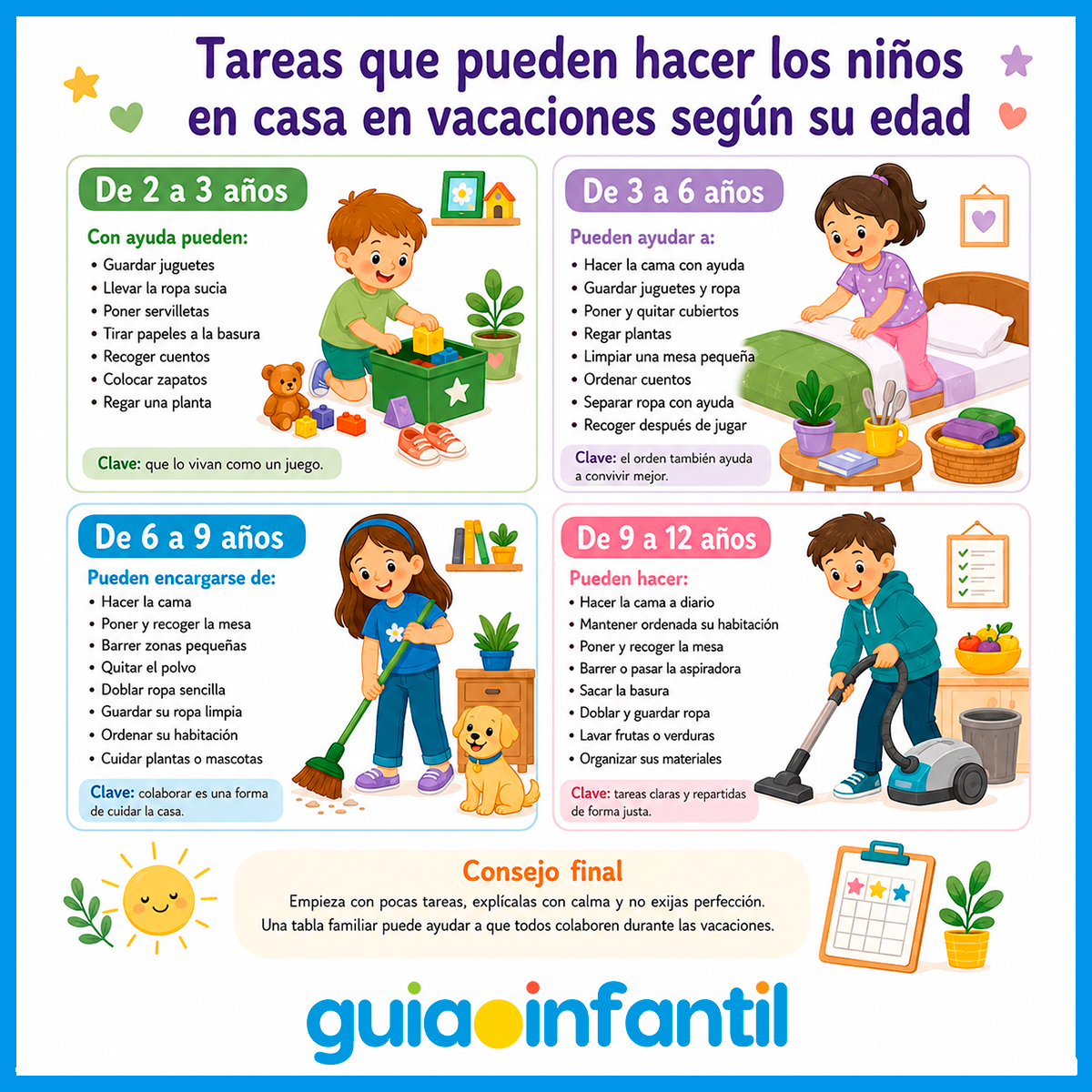 Tareas de vacaciones para niños