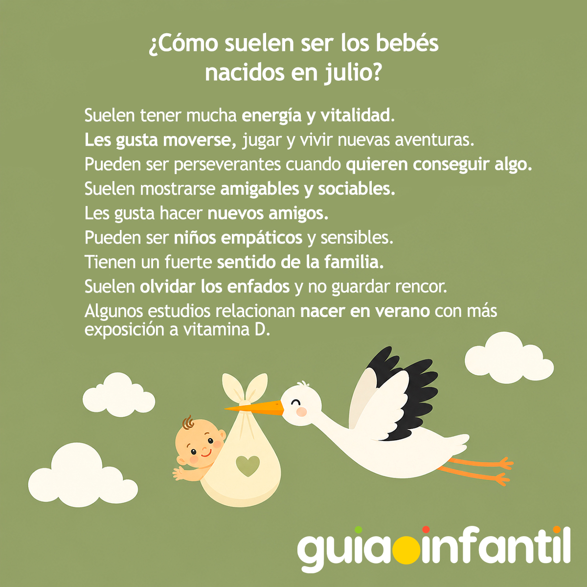 Características de los bebés de julio