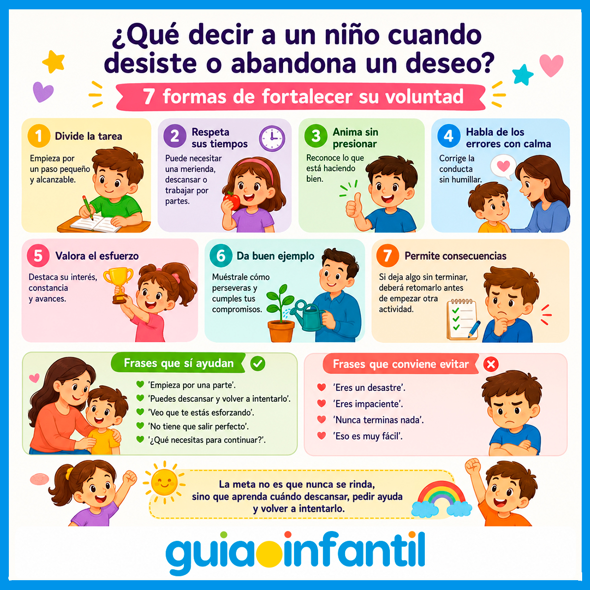 ¿Qué decir a un niño que desiste?