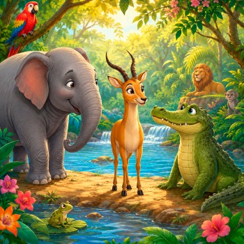 El elefante y el cocodrilo - Cuento infantil para enseñar a no criticar