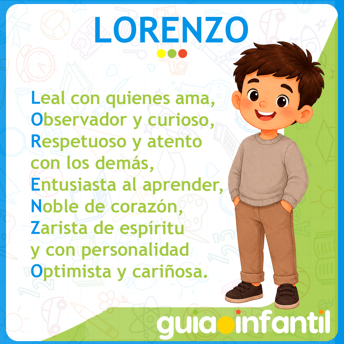 Acróstico del nombre Lorenzo para niños