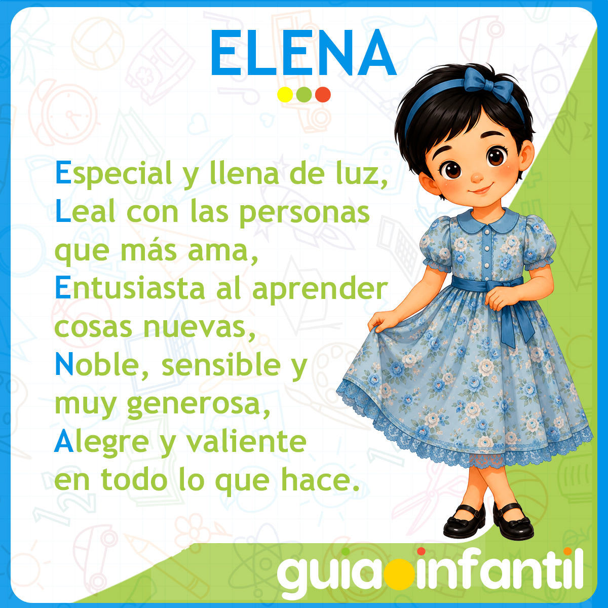 Acróstico con el nombre Elena para niñas