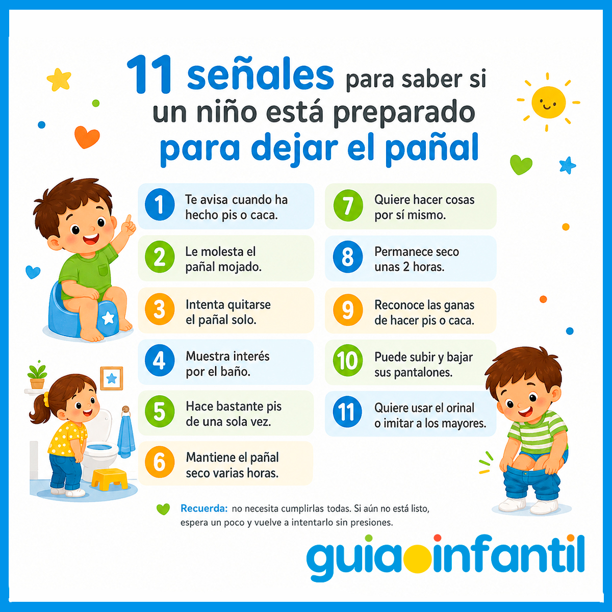 Señales para que los niños dejen el pañal