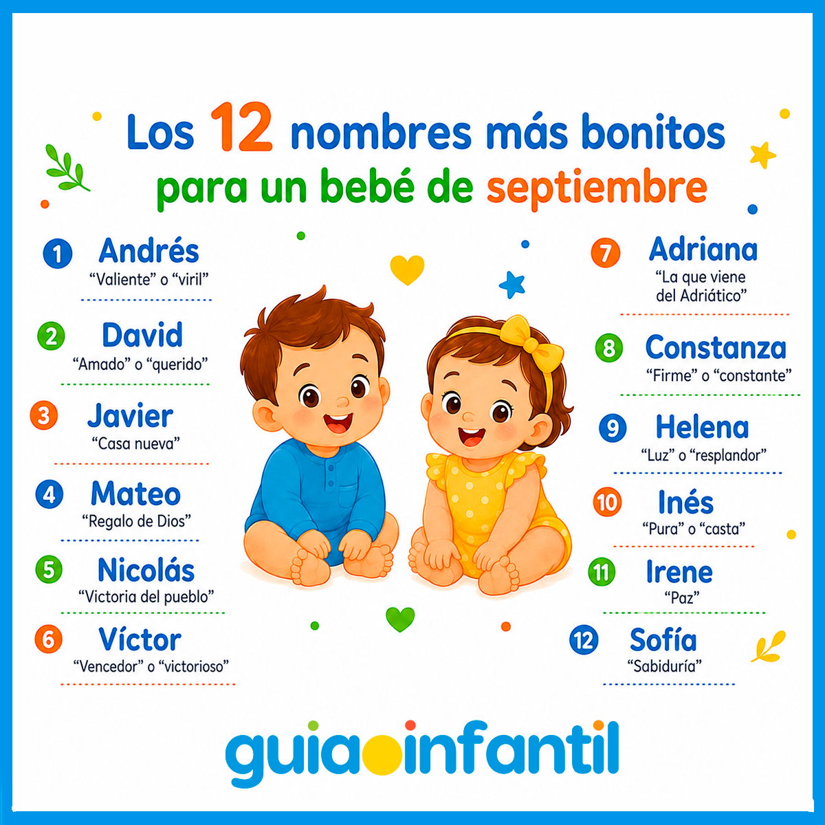 Nombres más bonitos de septiembre para niños
