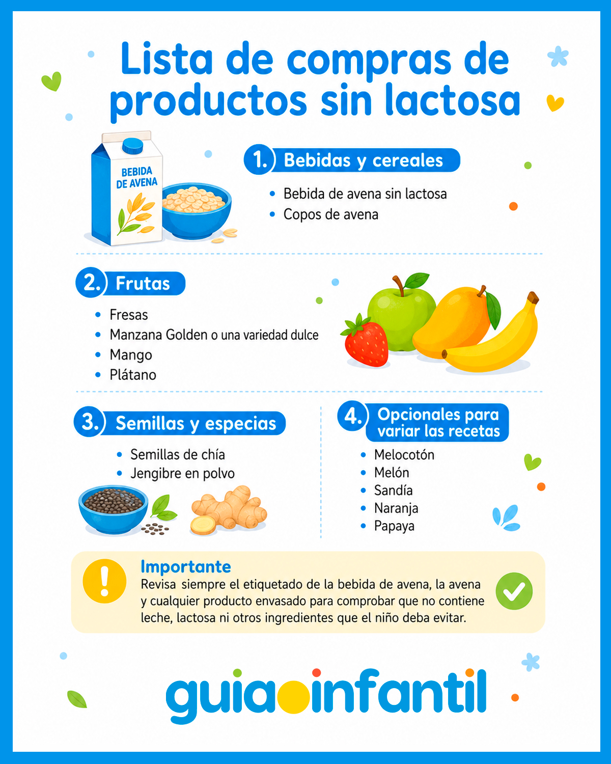 Imprimir Lista de compras de productos sin lactosa
