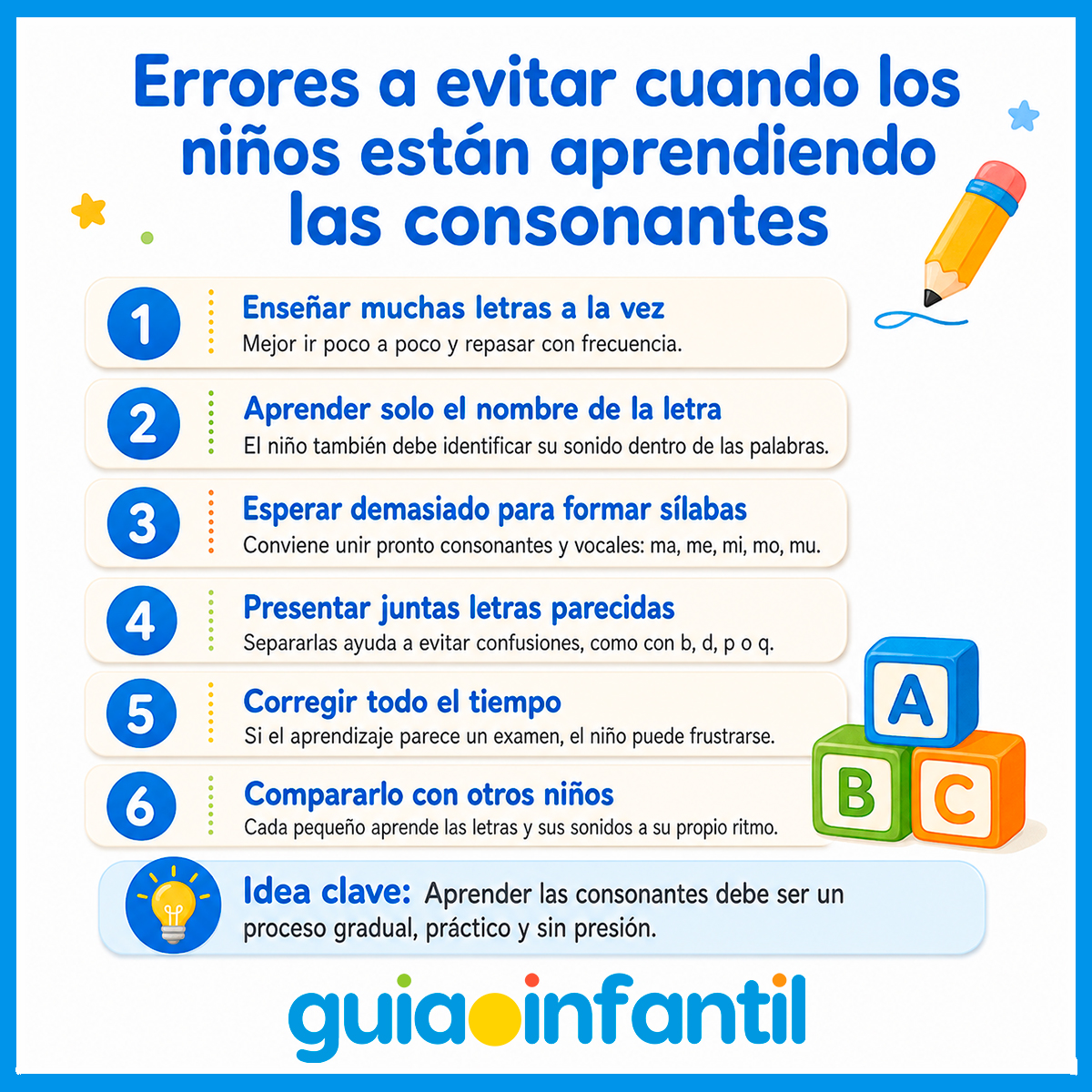 Errores al enseñar las consonantes a los niños