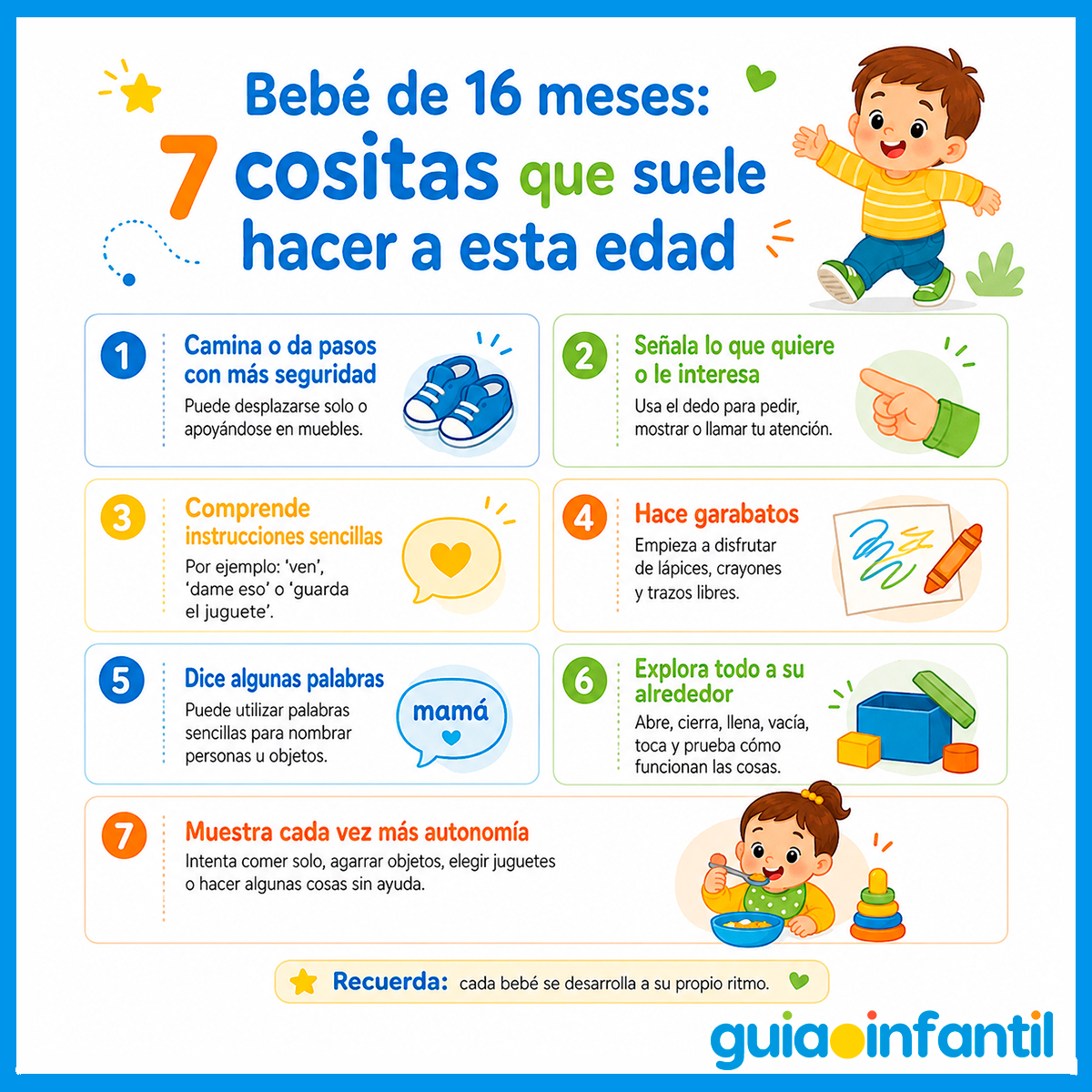 Cosas que hacen los bebés de 16 meses