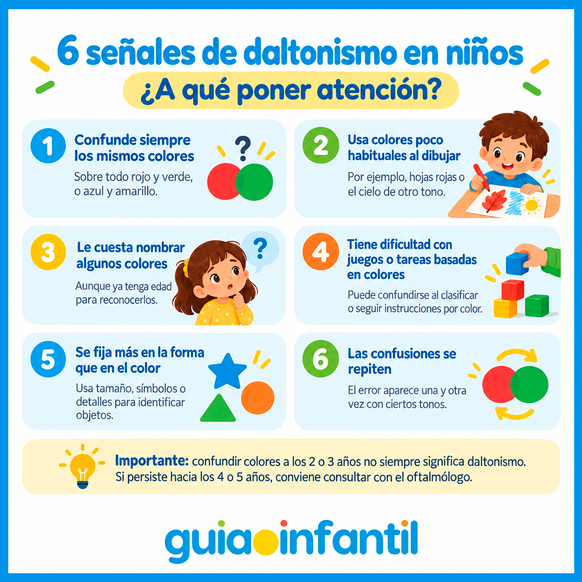 Señales de daltonismo en niños