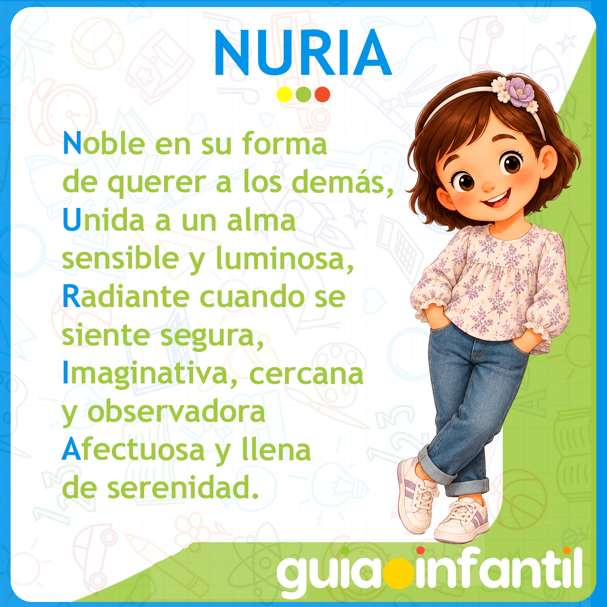 Acróstico del nombre Nuria para niñas
