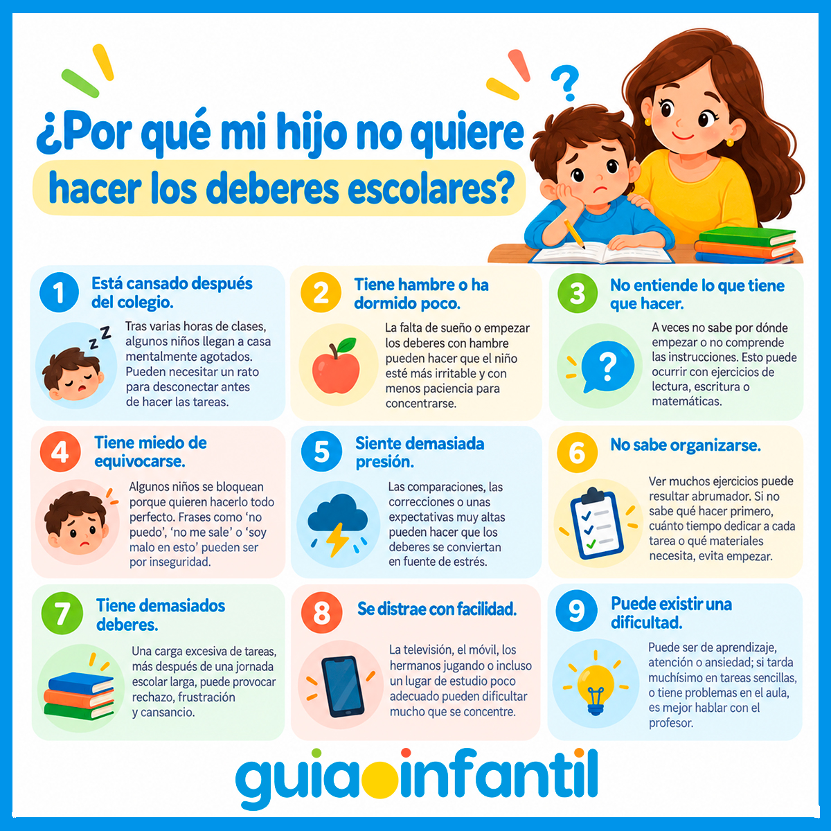Niños que no quieren hacer los deberes escolares