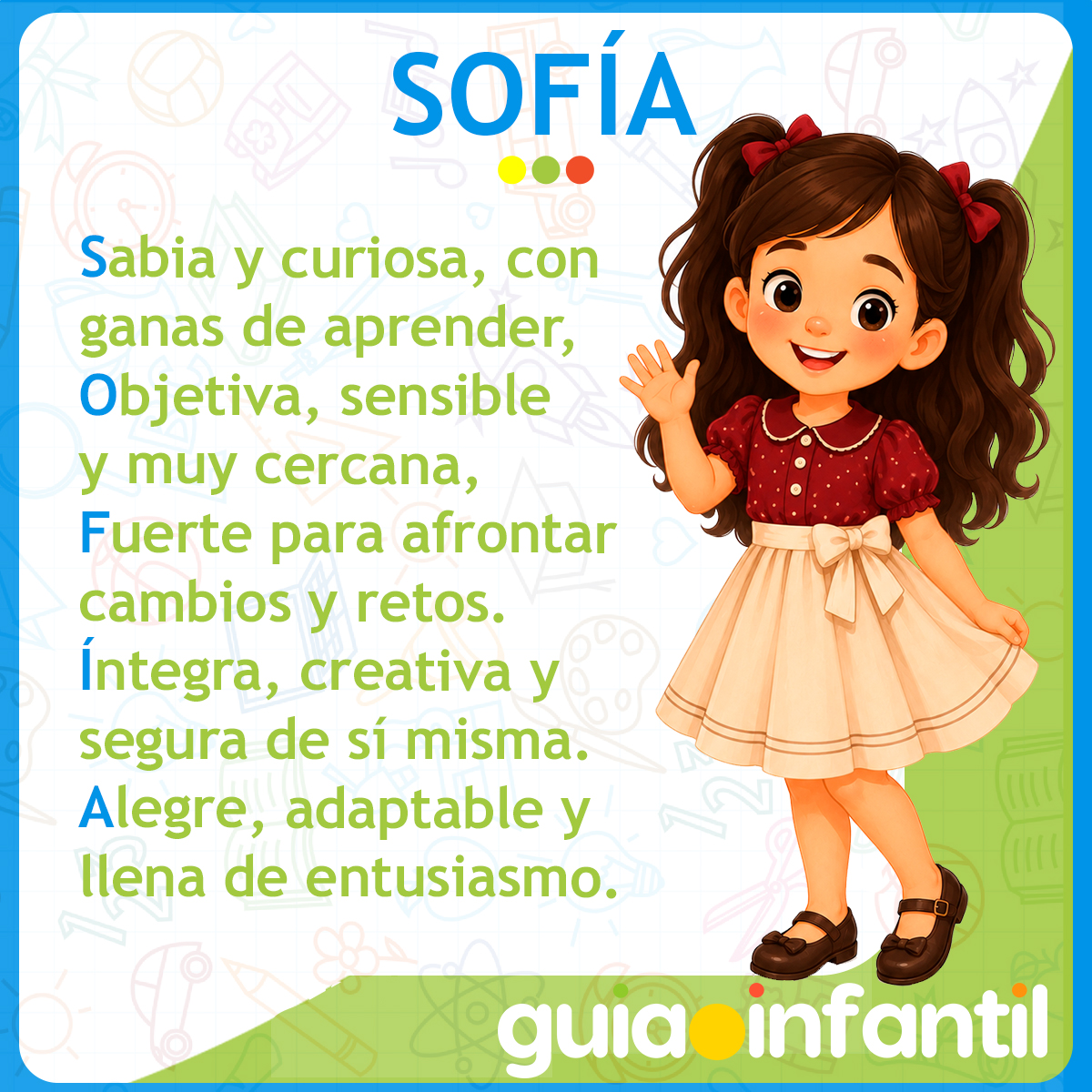 Acróstico del nombre Sofía para niñas
