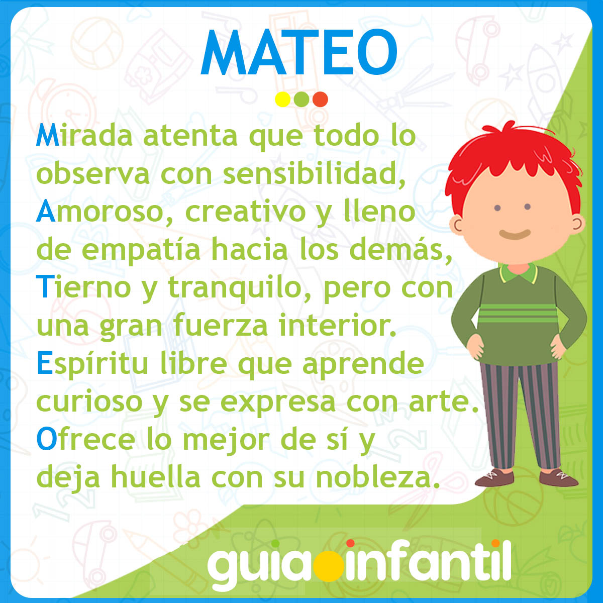 Significado de Mateo. Acrostico de Mateo
