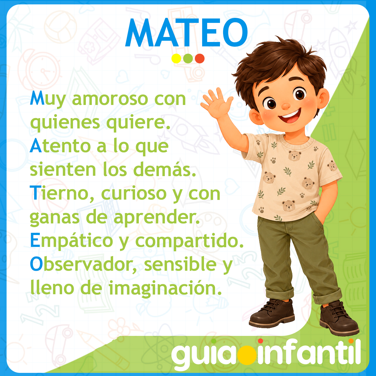 Acróstico del nombre Mateo para niños