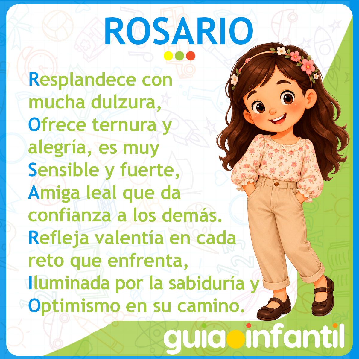 Acróstico del nombre Rosario para niñas