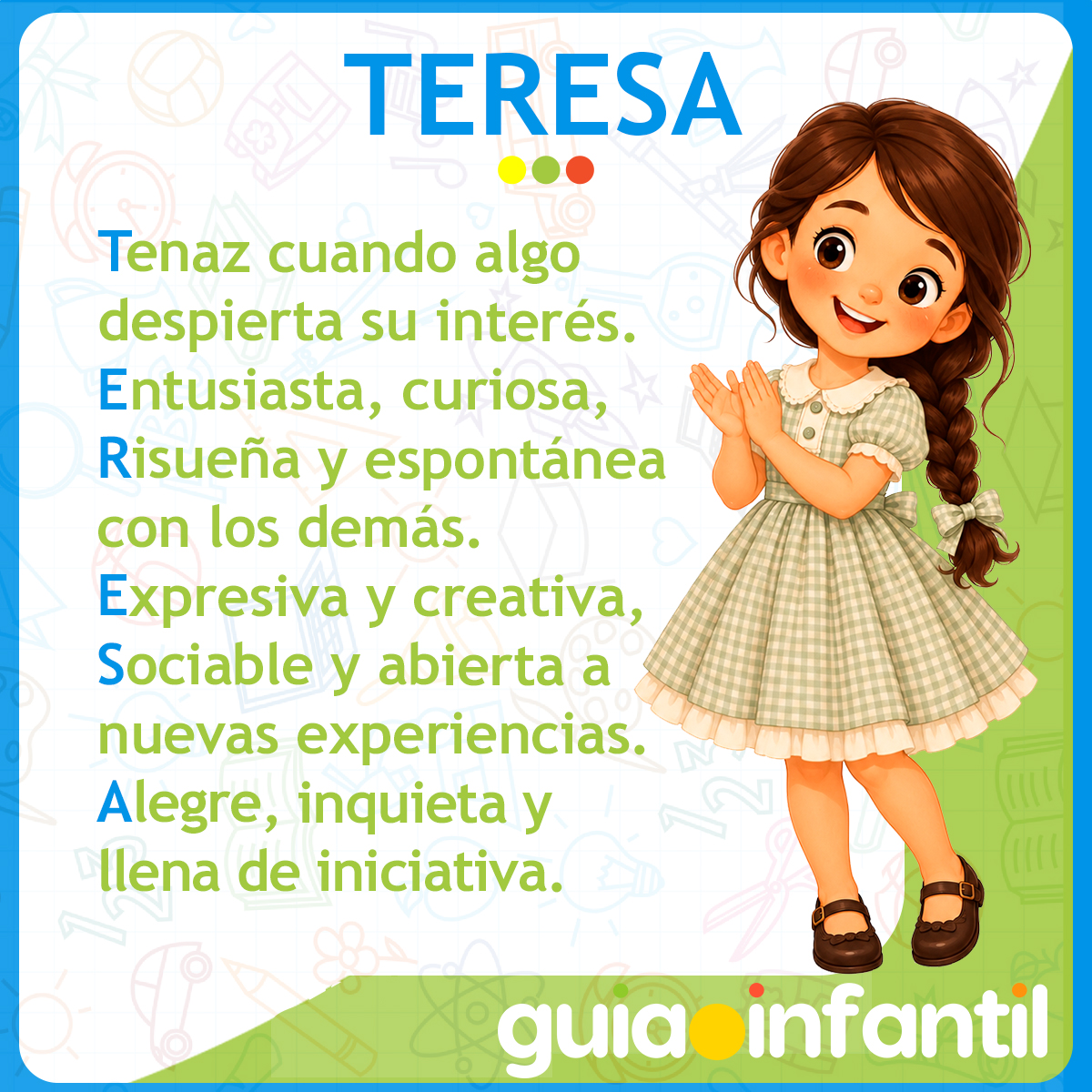 Acróstico del nombre Teresa para niñas
