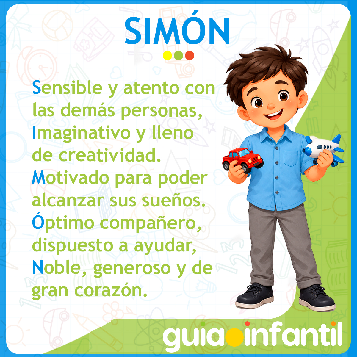 Acróstico del nombre Simón para niños