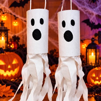 Fantasma de Halloween con rollo de papel: manualidad para hacer con tus hijos