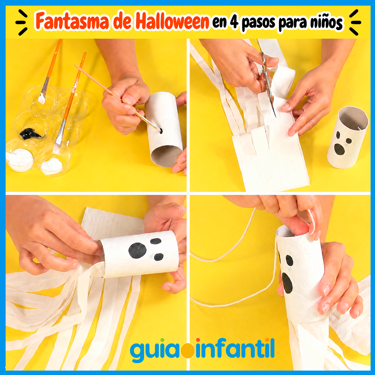 Fantasma de Halloween con tubo de papel