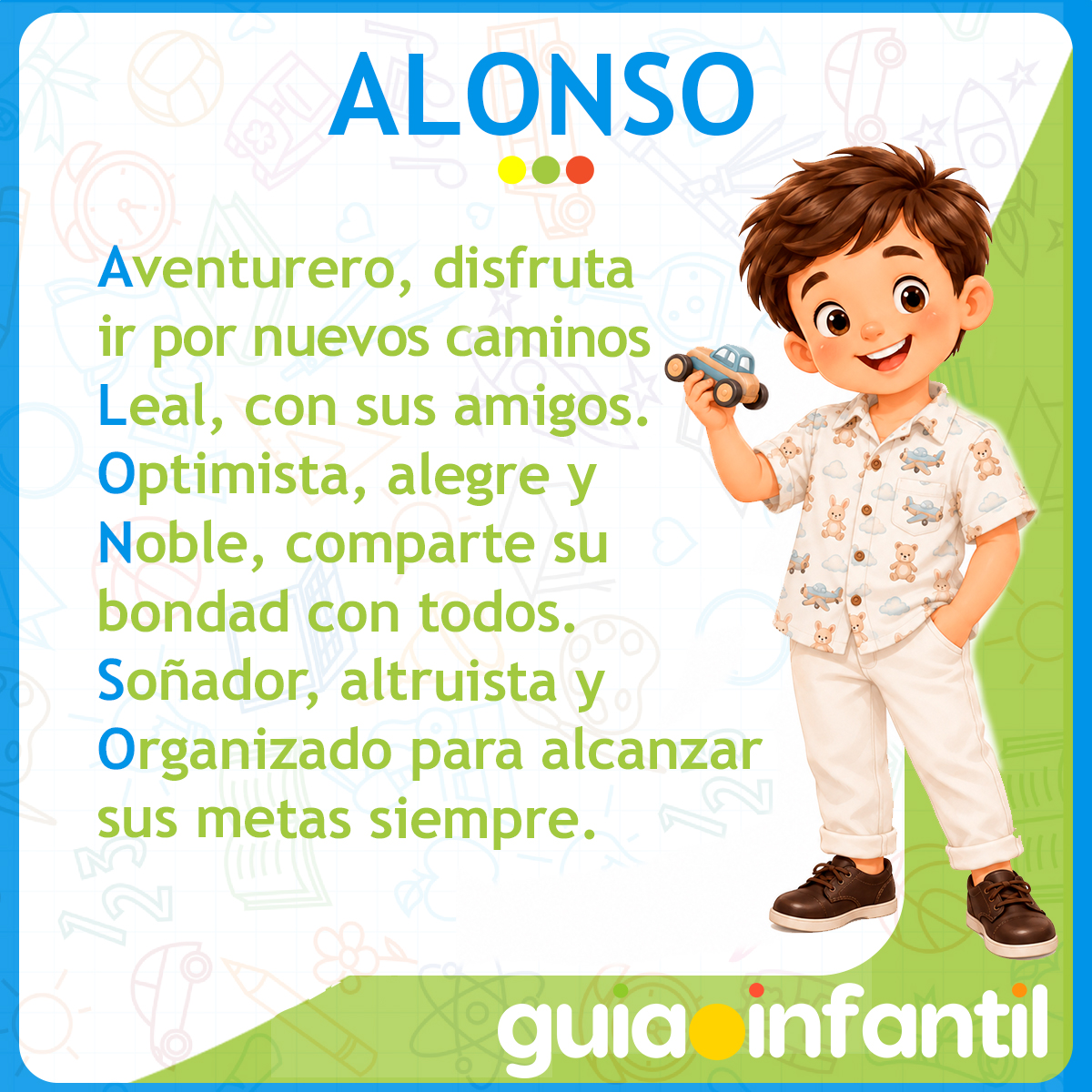 Acróstico del nombre Alonso para niños