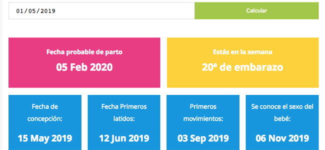 la calculadora de fehca de parto 