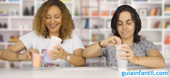 Juegos de cumpleaños. torre de vasos