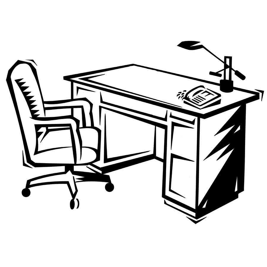 Dibujo para imprimir y colorear de un escritorio