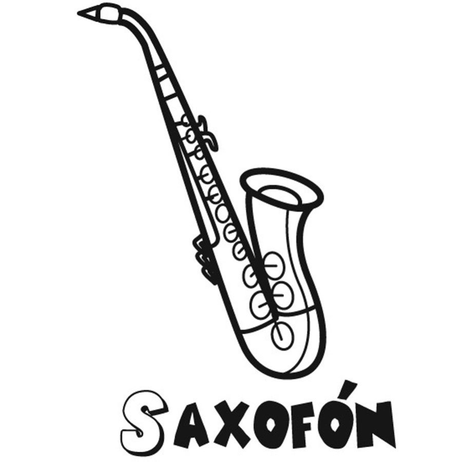 Dibujo para imprimir y pintar de un saxofón