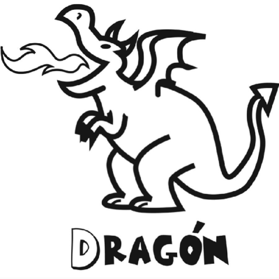 Dibujo de un dragón para imprimir y pintar