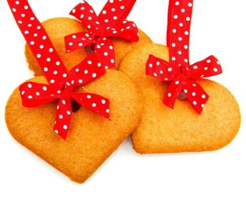 Corazones navideños de galleta