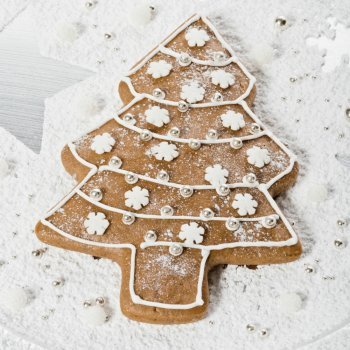 Árbol de Navidad nevado de galleta