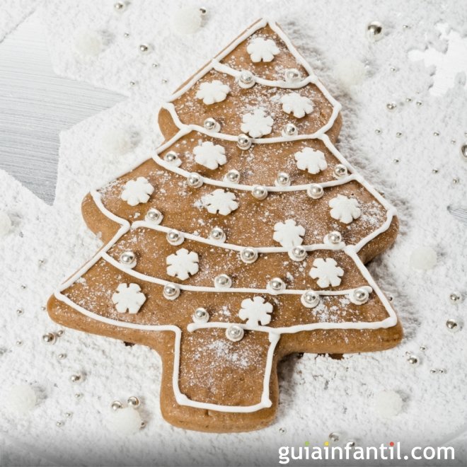 Árbol de Navidad nevado de galleta