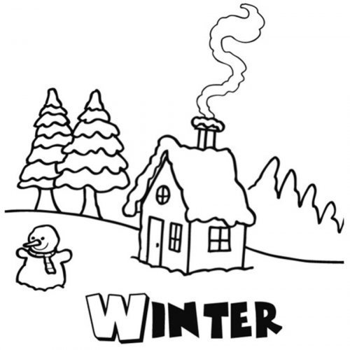 Dibujo de la estación de invierno para pintar