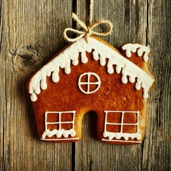 Casita y árboles de Navidad de galleta