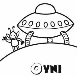 Dibujo de un ovni y un alien para pintar