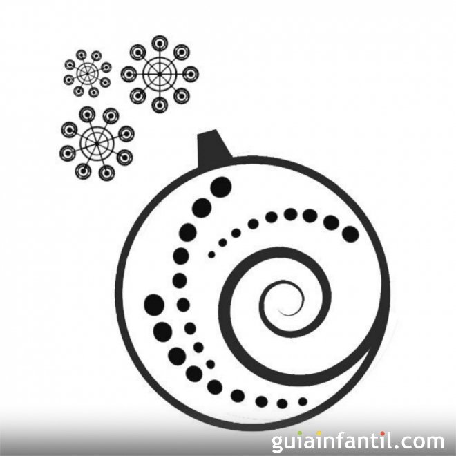 Bola navideña con espirales para niños. Dibujos navideños