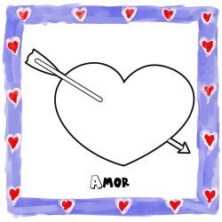 Dibujo de corazón con flecha para pintar