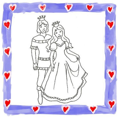 Dibujo de princesa y príncipe bailando