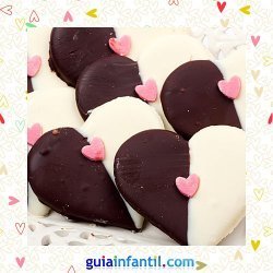 Galletas de corazón en dos colores. Recetas dulces