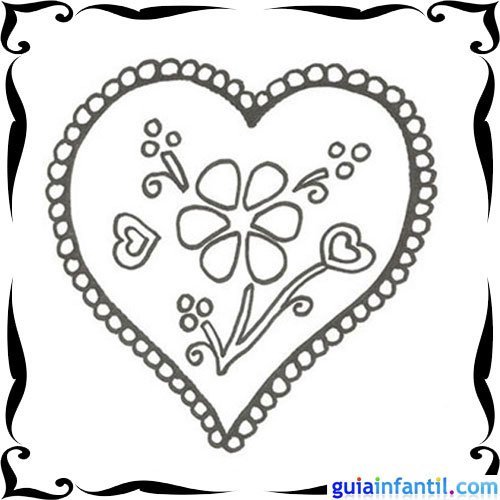 Dibujo de flores y corazones para niños